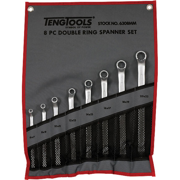 8 Piece Double Ring Spanner Set (Handy Tool Roll)